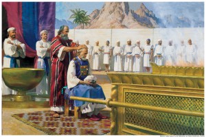 Moses confers the priesthood upon his brother Aaron.