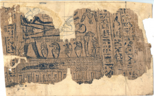 Papyrus Joseph Smith I, containing the original illustration of facsimile 1 from the Book of Abraham. 